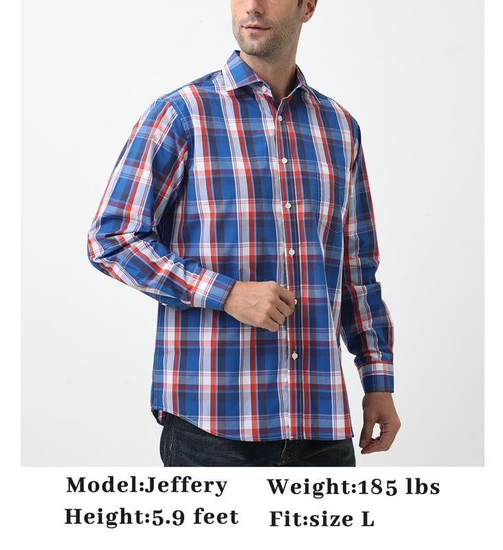 Double Pump Mens Button Down Shirts Cotton Long Sleeve Shirts Regular Fit(RM08LS11,L) - Image 5